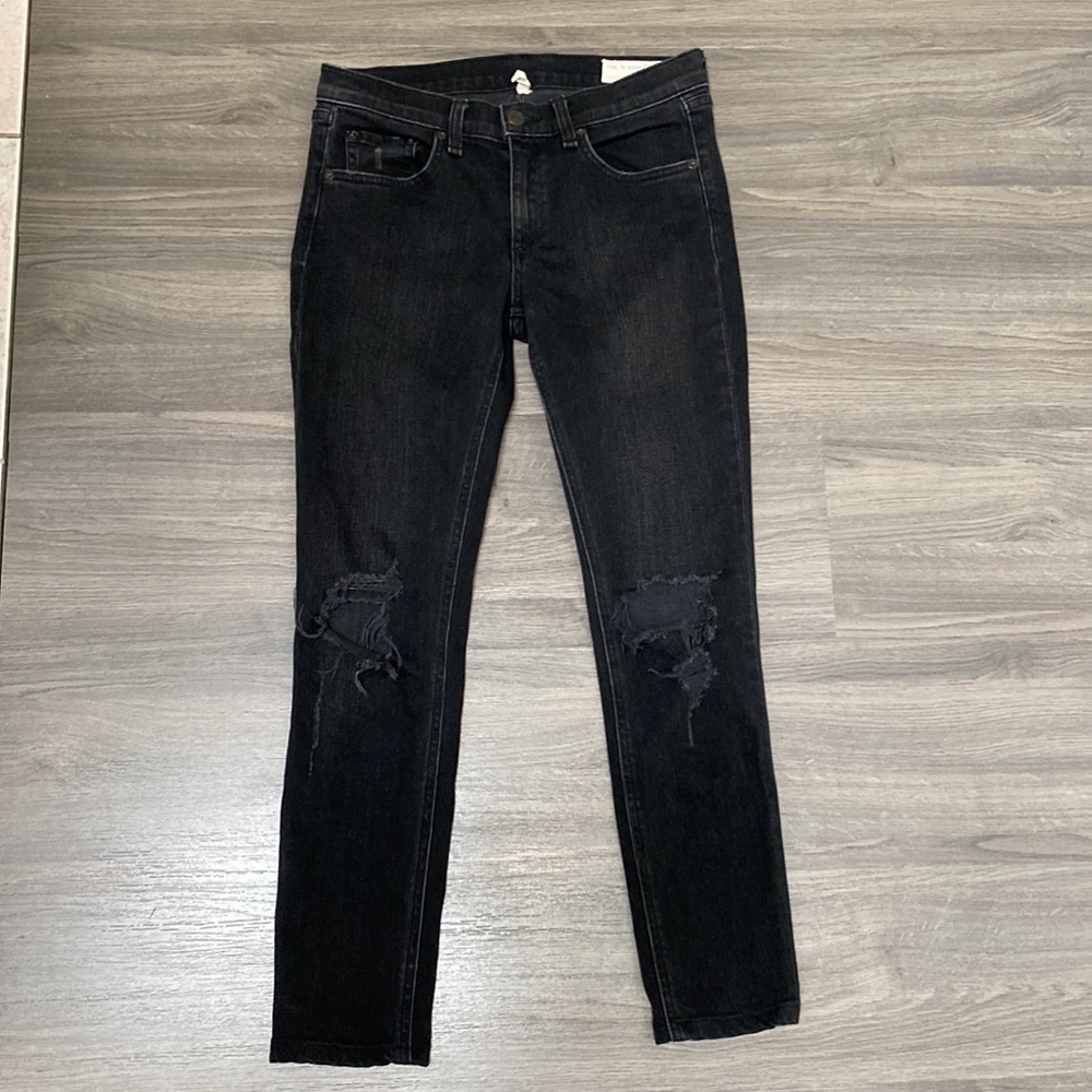 rag & bone Black High-Rise Distressed Skinny Jeans - Picture 4 of 16